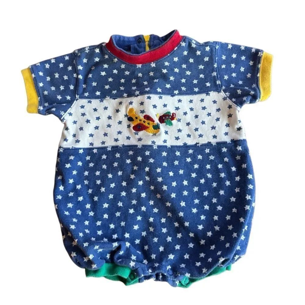 Vintage Gymboree Infant 1990s Helicopter Embroidered Helicopter Planes Onesie